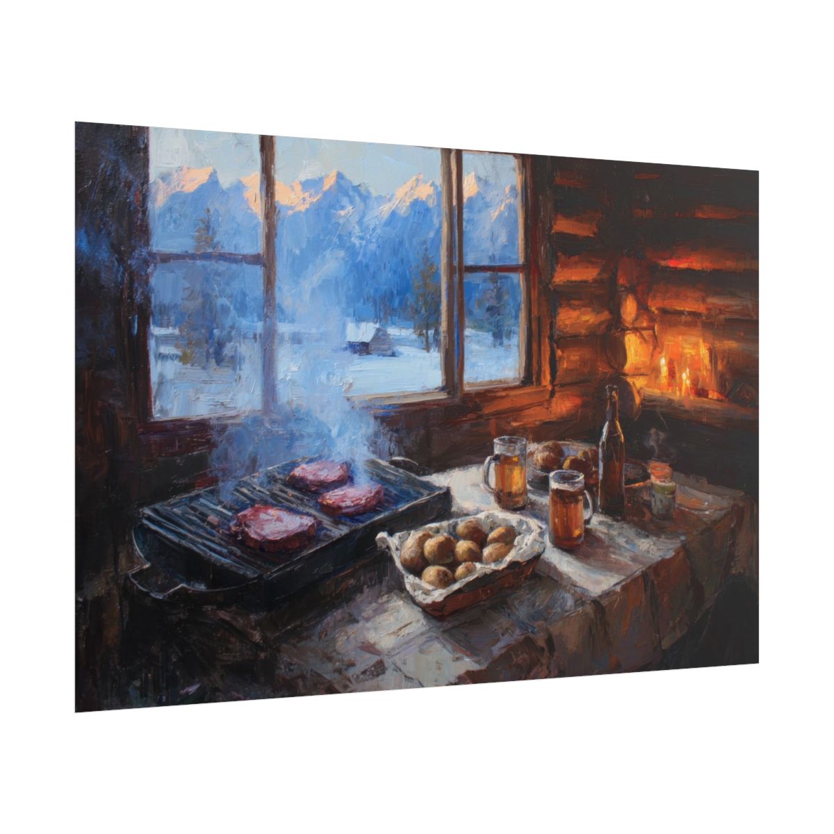 Rocky Mountain Lodge Canvas Print – fine art poster print
