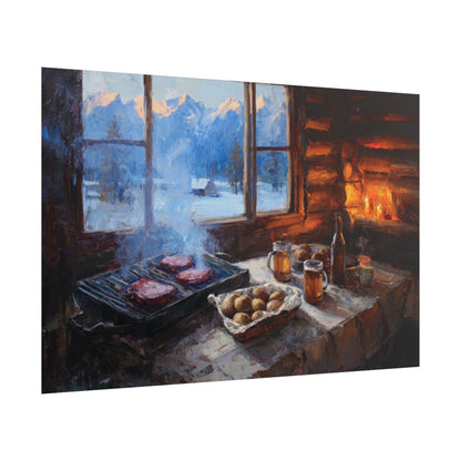 Rocky Mountain Lodge Canvas Print – fine art poster print