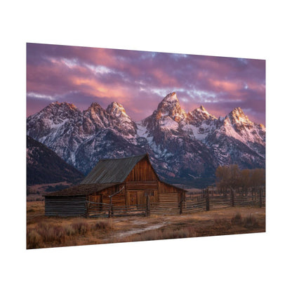 Rustic Mountain Barn Canvas Wall Art – fine art poster print