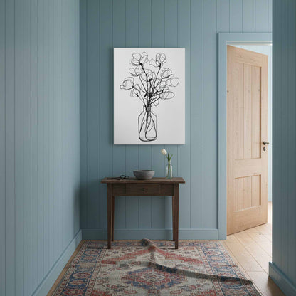 Minimalist Line Art Floral Print – styled room view 13