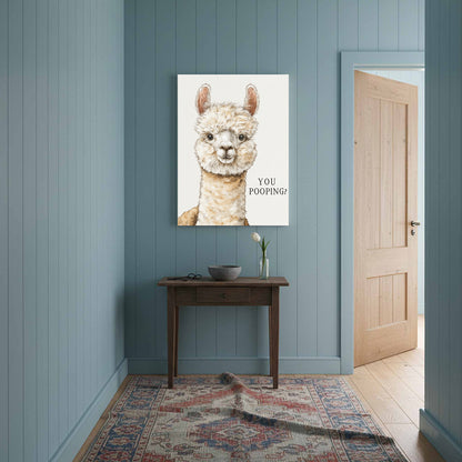 Funny Alpaca Wall Art – styled room view 13