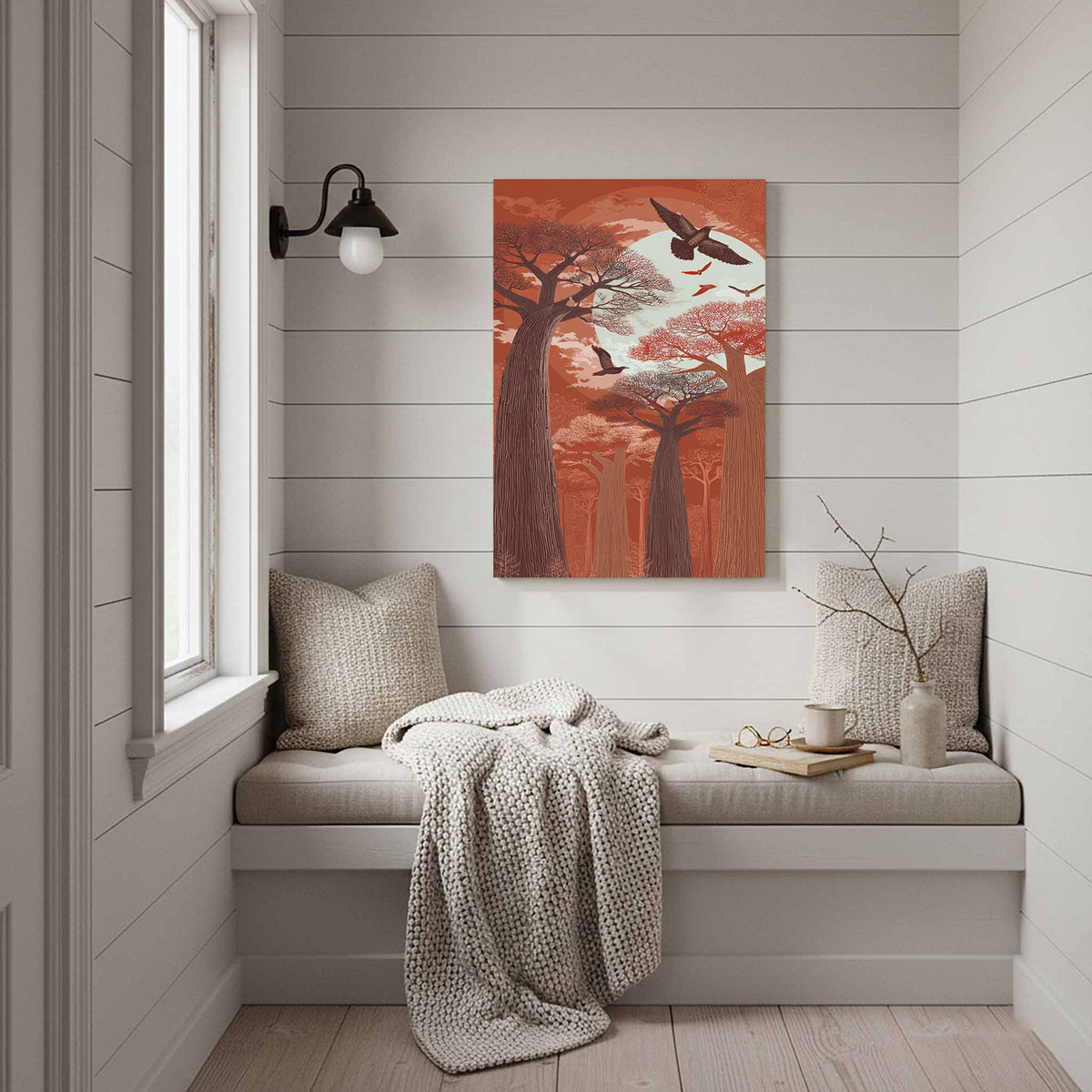 Baobab Tree Forest Canvas Wall Art – styled room view 14