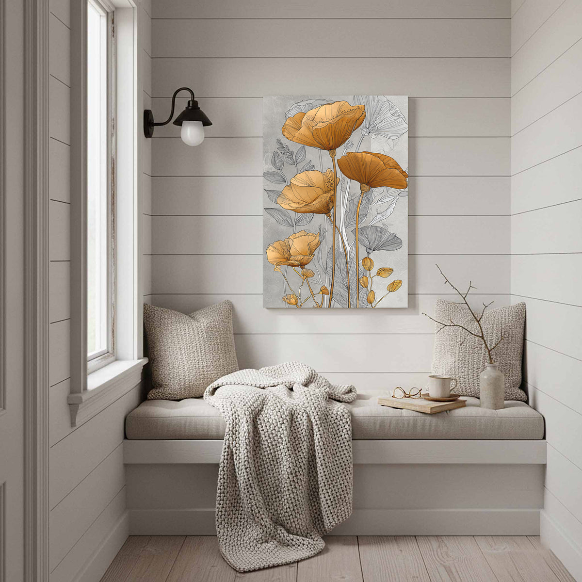 Modern Floral Wall Art Print – styled room view 13