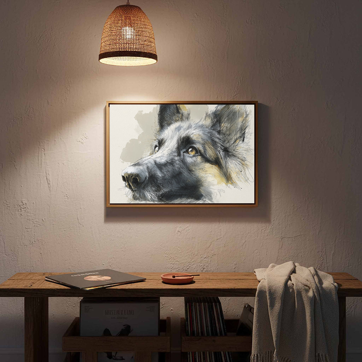 Belgian Shepherd Dog Portrait Canvas Art – styled room view 13