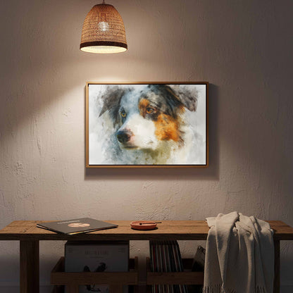 Australian Shepherd Portrait Wall Art – styled room view 13
