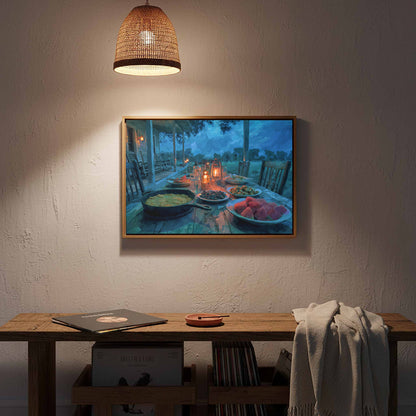 Southern Farmstead Dinner Canvas Print – styled room view 13