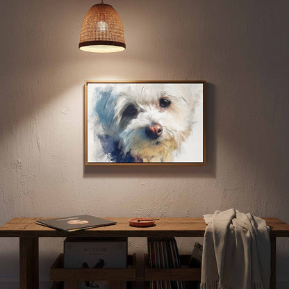 Maltese Dog Portrait Canvas Print – styled room view 13