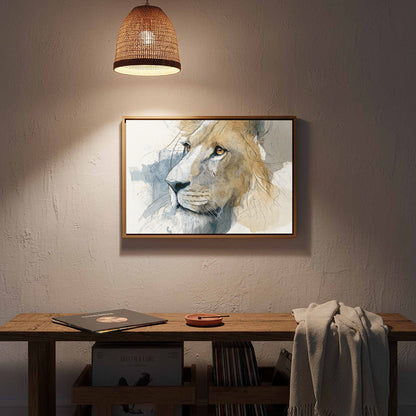 Lion Portrait Canvas Wall Art – styled room view 13