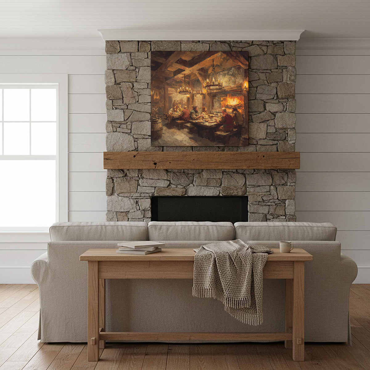 Medieval Tavern Canvas Print – styled room view 8