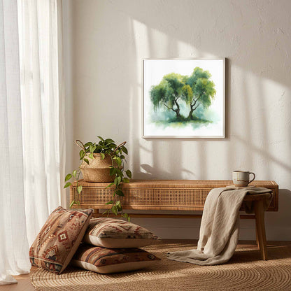 Weeping Willow Watercolor Print – styled room view 12