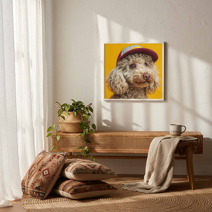 Poodle Baseball Cap Canvas Print – styled room view 12