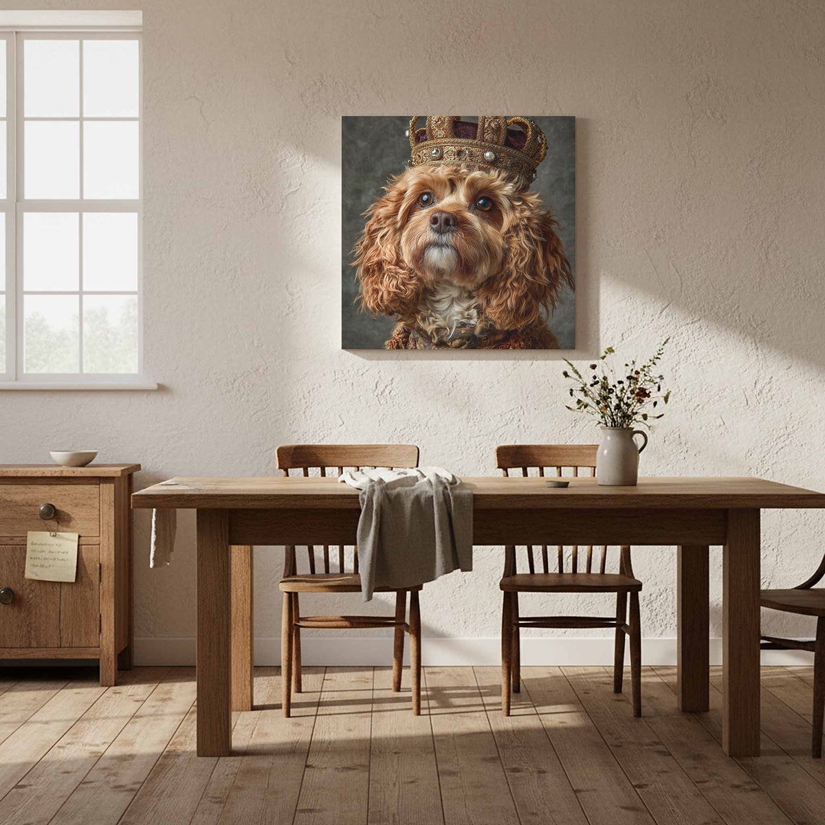 Cavapoo Dog Crown Canvas Print – styled room view 12