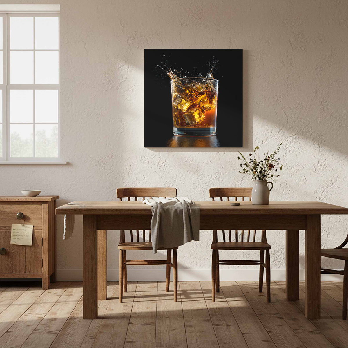 Whiskey Glass Canvas Print – styled room view 12