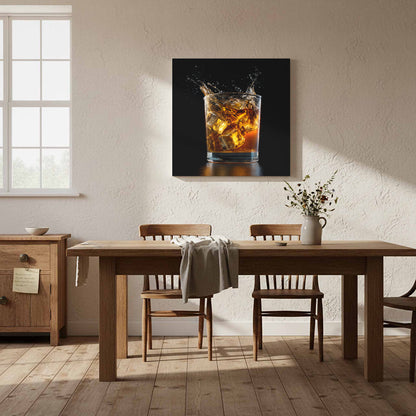 Whiskey Glass Canvas Print – styled room view 12