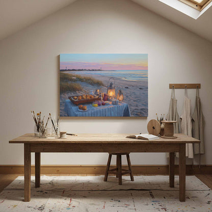 Cape Cod Beach Canvas Art – styled room view 14