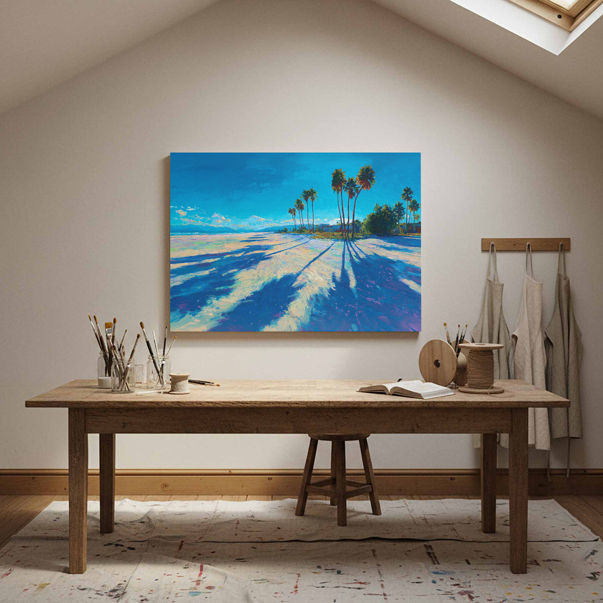 Palm Tree Shadow Canvas Art – styled room view 14