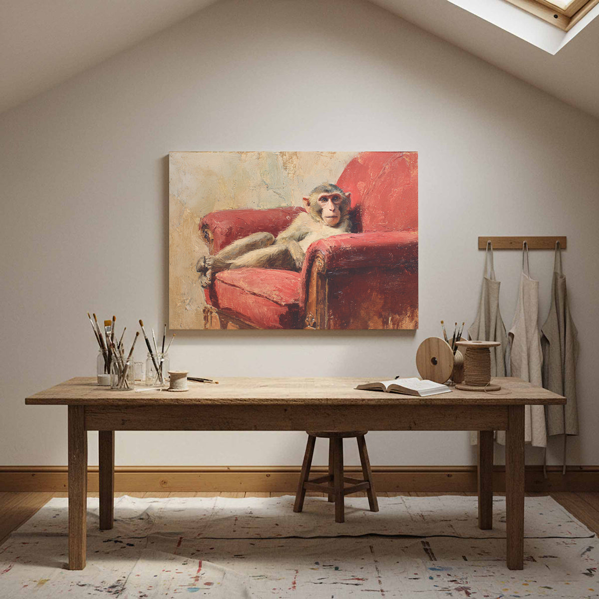 Monkey Armchair Canvas Print – styled room view 13