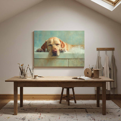 Labrador Retriever Bath Canvas Wall Art – styled room view 14