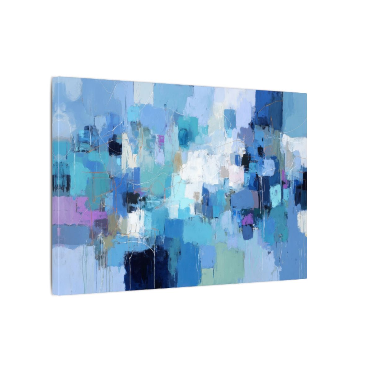 Abstract Blue Canvas Wall Art – gallery wrapped canvas, side view