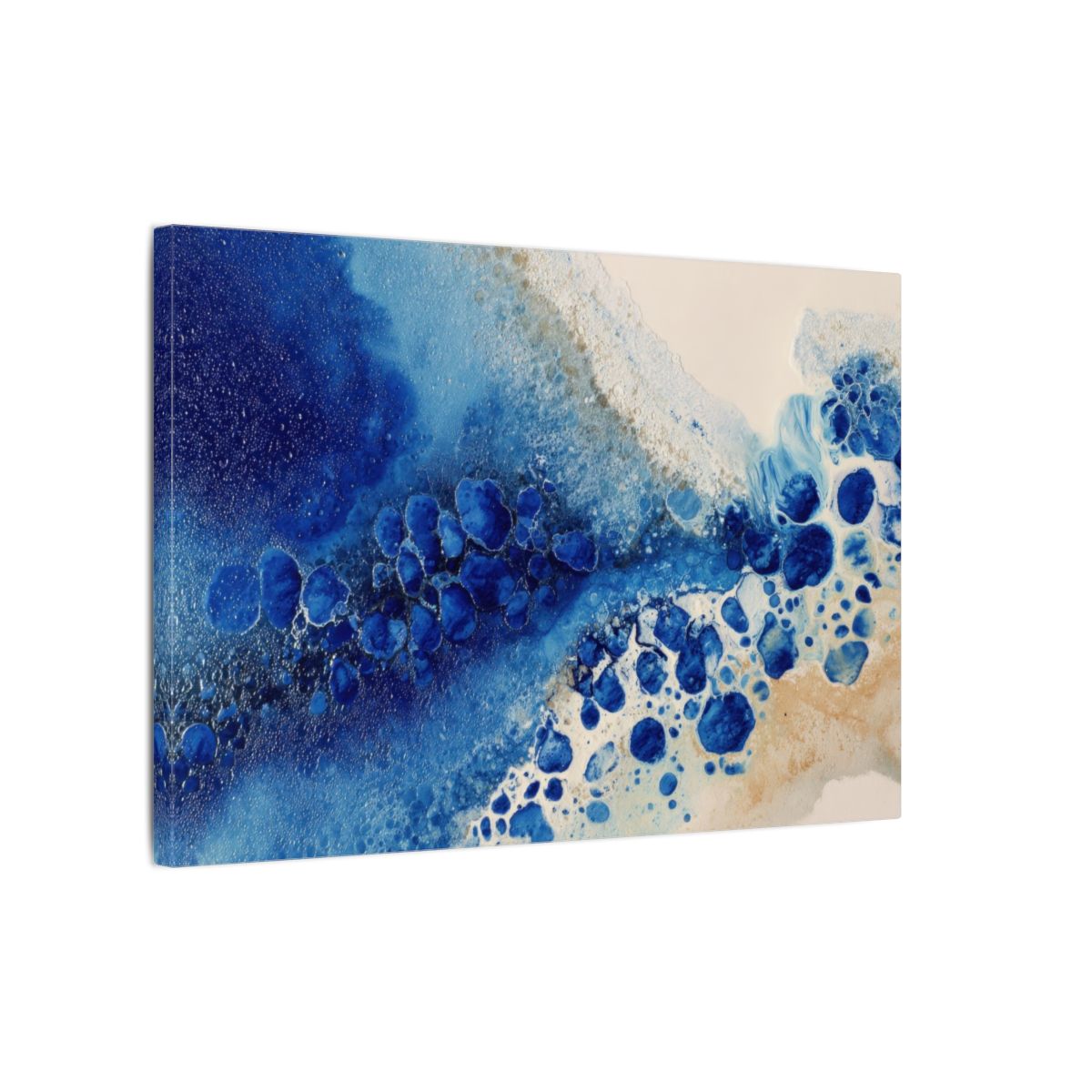 Abstract Blue Canvas Wall Art – gallery wrapped canvas, side view