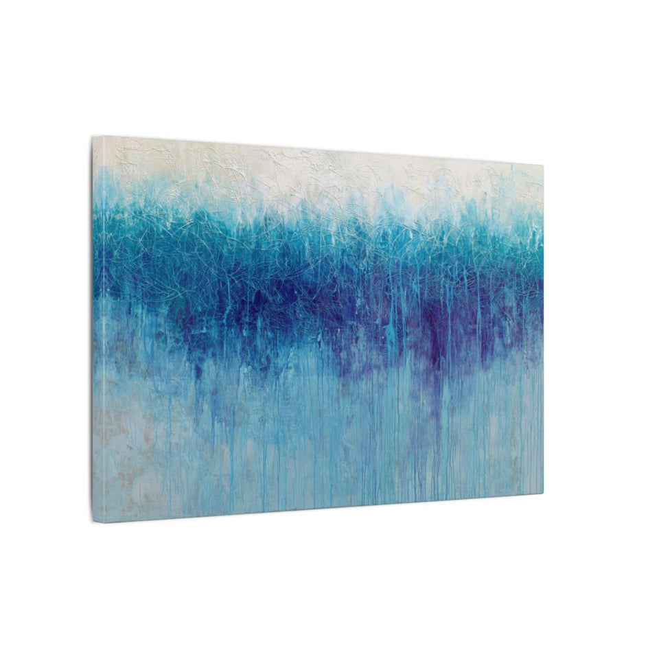 Abstract Blue Gradient Canvas Wall Art – gallery wrapped canvas, side view