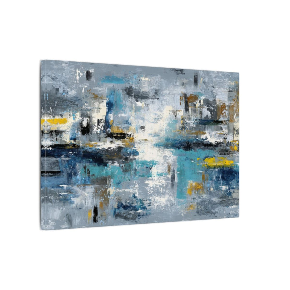 Abstract Blue Gray Canvas Wall Art – gallery wrapped canvas, side view
