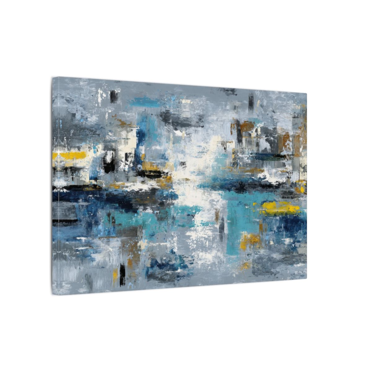 Abstract Blue Gray Canvas Wall Art – gallery wrapped canvas, side view