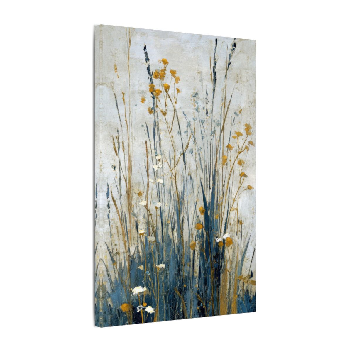 Abstract Botanical Wall Art – gallery wrapped canvas, side view