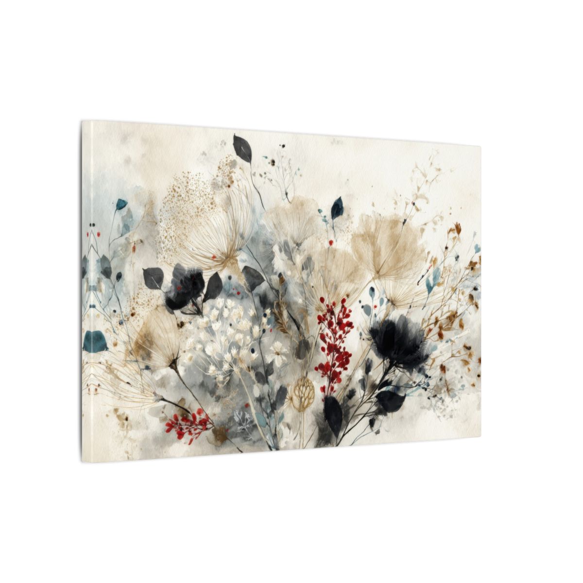Abstract Floral Wall Art – gallery wrapped canvas, side view