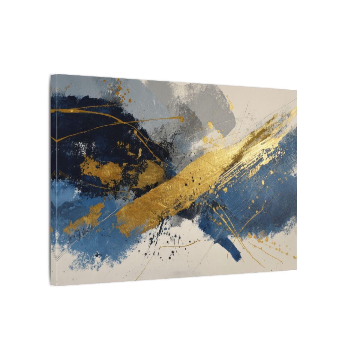 Abstract Gold Blue Canvas Wall Art – gallery wrapped canvas, side view