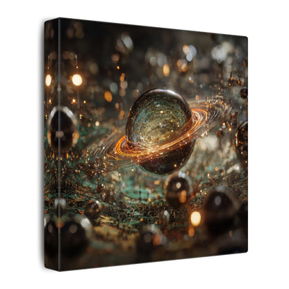 Abstract Saturn Planet Canvas Art – gallery wrapped canvas, side view