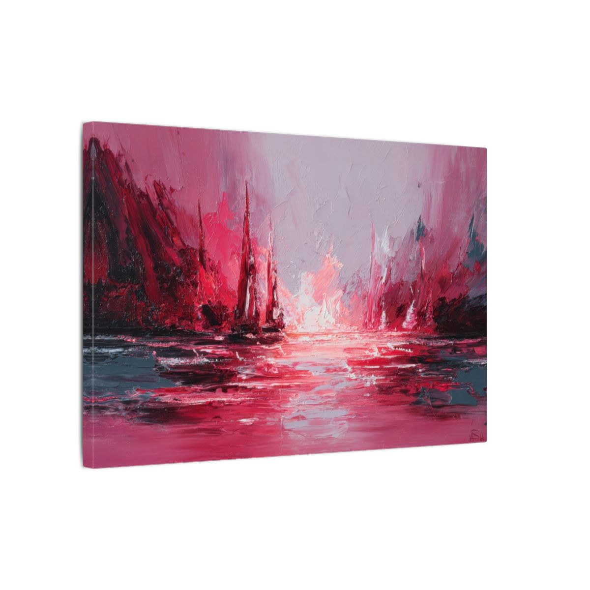 Abstract Storm Seascape Canvas Print – gallery wrapped canvas, side view