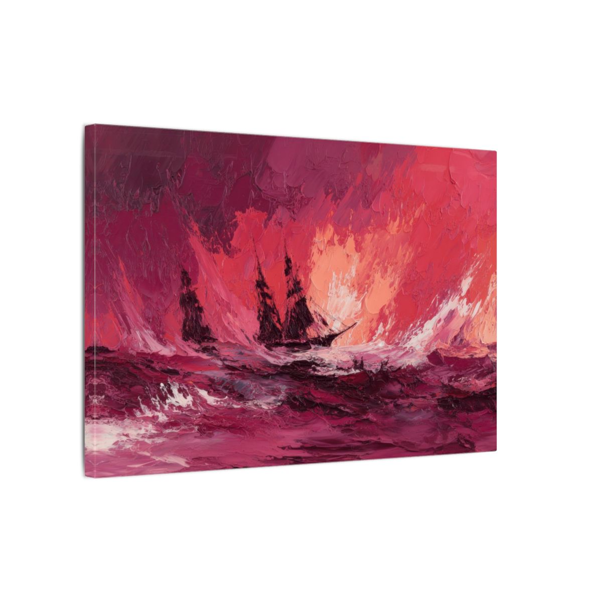 Abstract Storm Seascape Canvas Wall Art – gallery wrapped canvas, side view