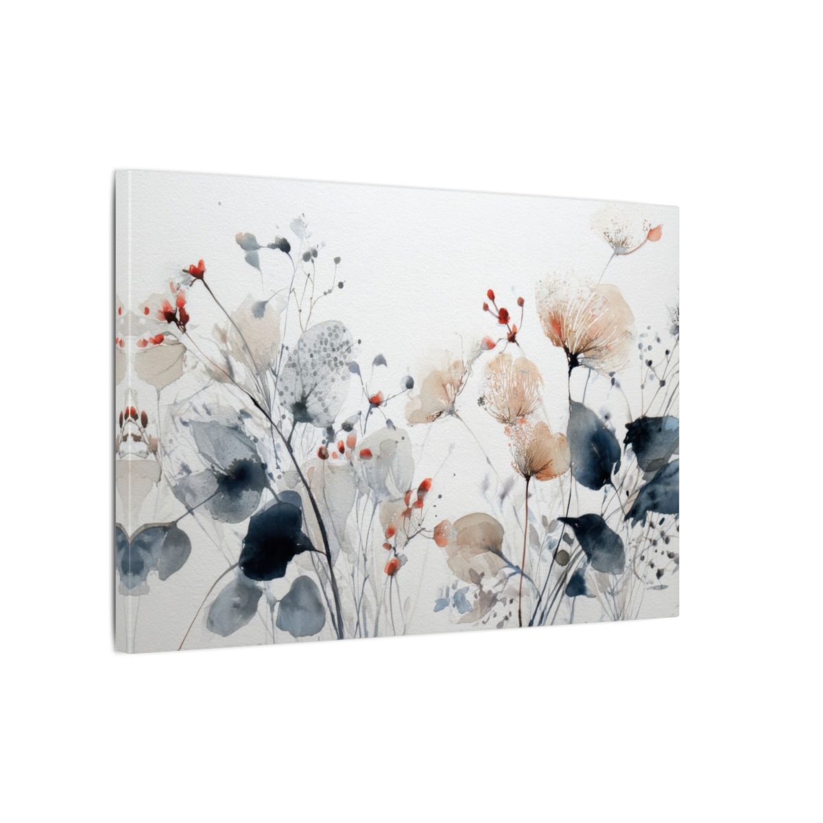 Abstract Watercolor Floral Wall Art – gallery wrapped canvas, side view