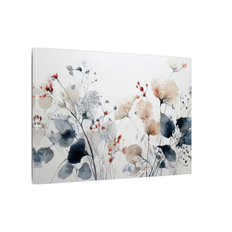 Abstract Watercolor Floral Wall Art – gallery wrapped canvas, side view