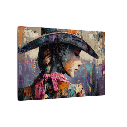 Abstract Western Cowgirl Canvas Print – gallery wrapped canvas, side view
