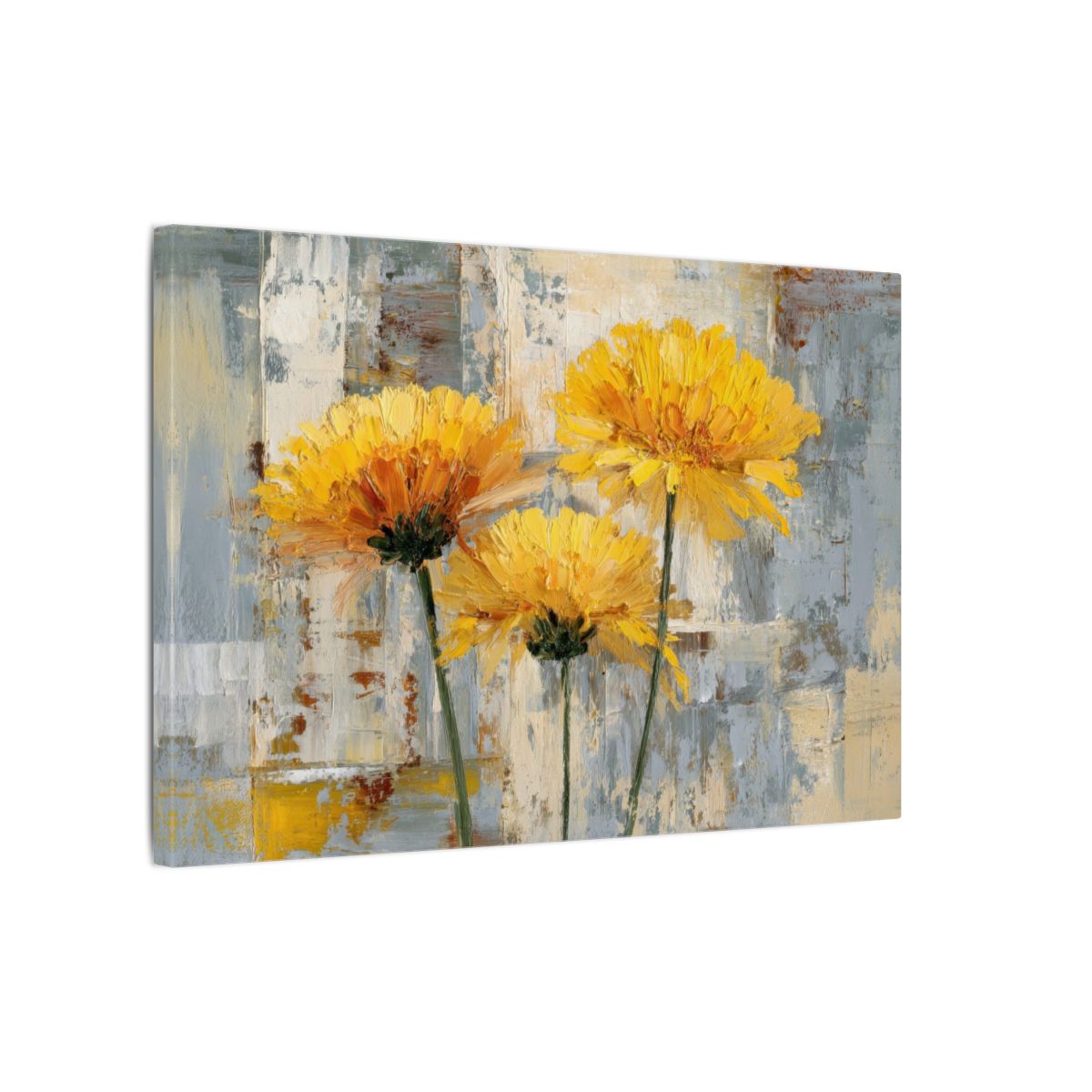 Abstract Yellow Flower Canvas Art – gallery wrapped canvas, side view