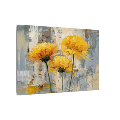 Abstract Yellow Flower Canvas Art – gallery wrapped canvas, side view