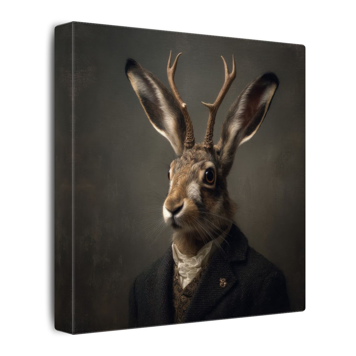 Jackalope Portrait Print – gallery wrapped canvas, side view