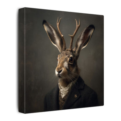 Jackalope Portrait Print – gallery wrapped canvas, side view