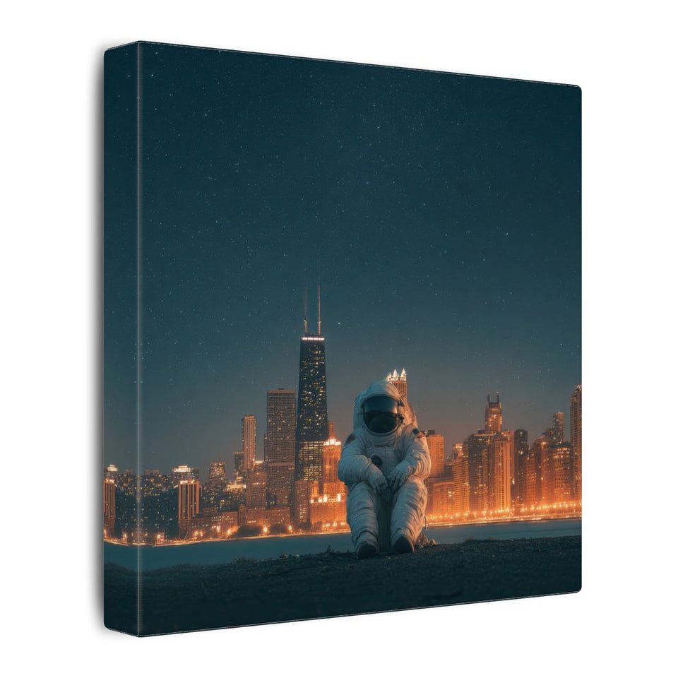 Astronaut Urban Canvas Wall Art – gallery wrapped canvas, side view