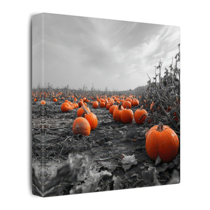 Autumn Pumpkin Field Wall Art – gallery wrapped canvas, side view