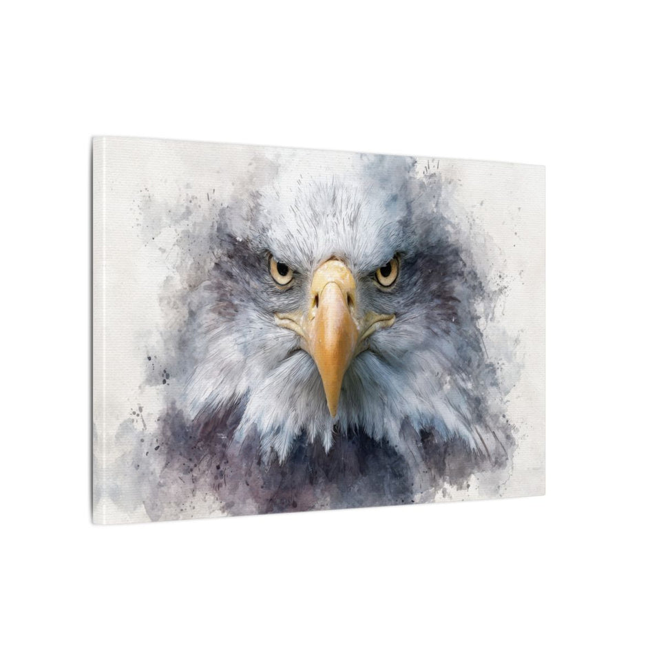 Bald Eagle Watercolor Canvas Print – gallery wrapped canvas, side view