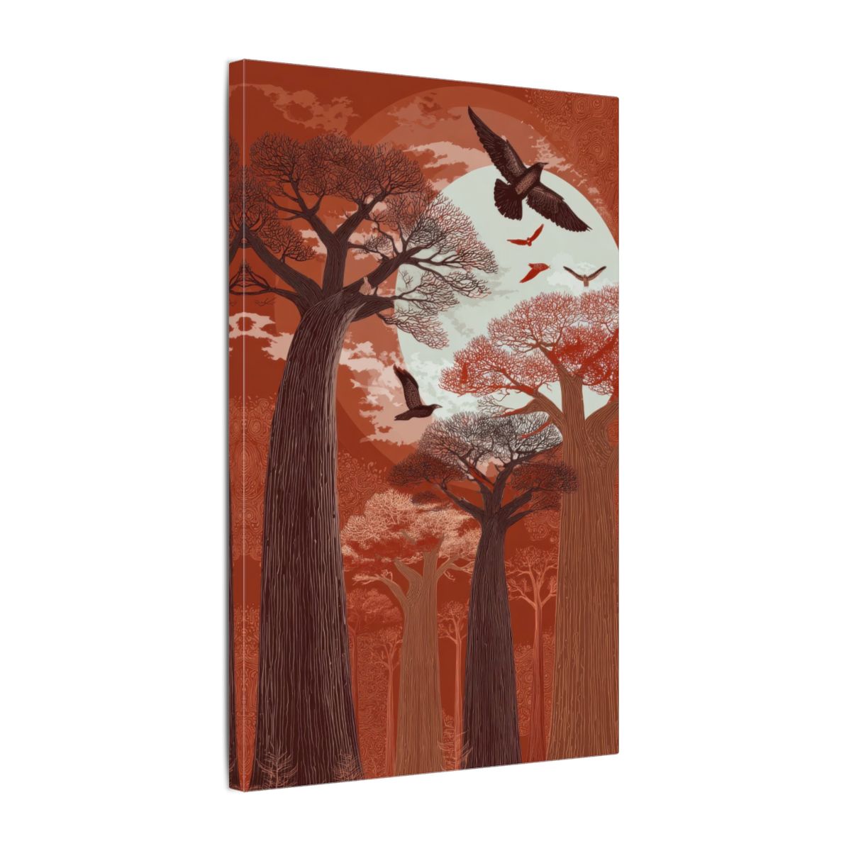 Baobab Tree Forest Canvas Wall Art – gallery wrapped canvas, side view