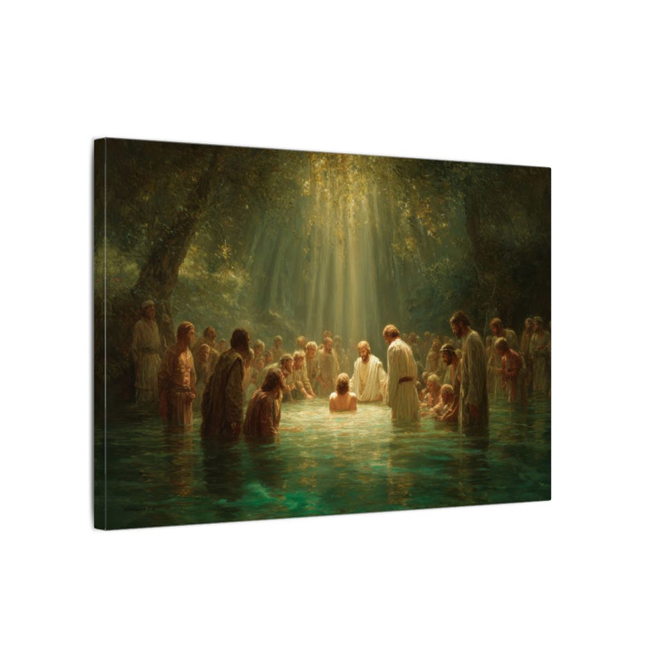Baptism of Jesus Canvas Wall Art – gallery wrapped canvas, side view