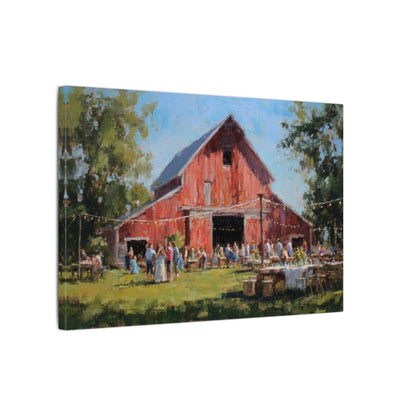 Barn Wedding Canvas Wall Art – gallery wrapped canvas, side view
