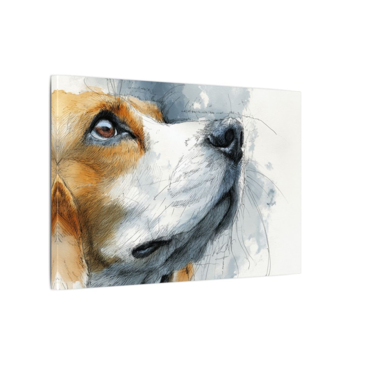 Beagle Portrait Canvas Print – gallery wrapped canvas, side view