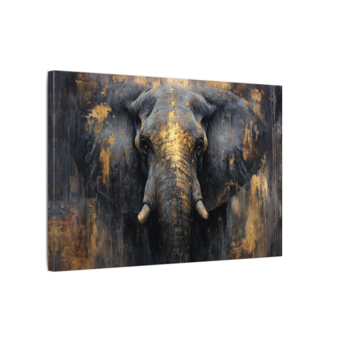 Bold Elephant Portrait Canvas – gallery wrapped canvas, side view
