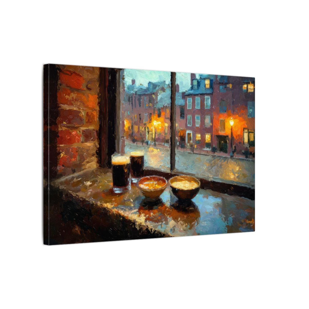 Boston Harbor Tavern Canvas Art – gallery wrapped canvas, side view