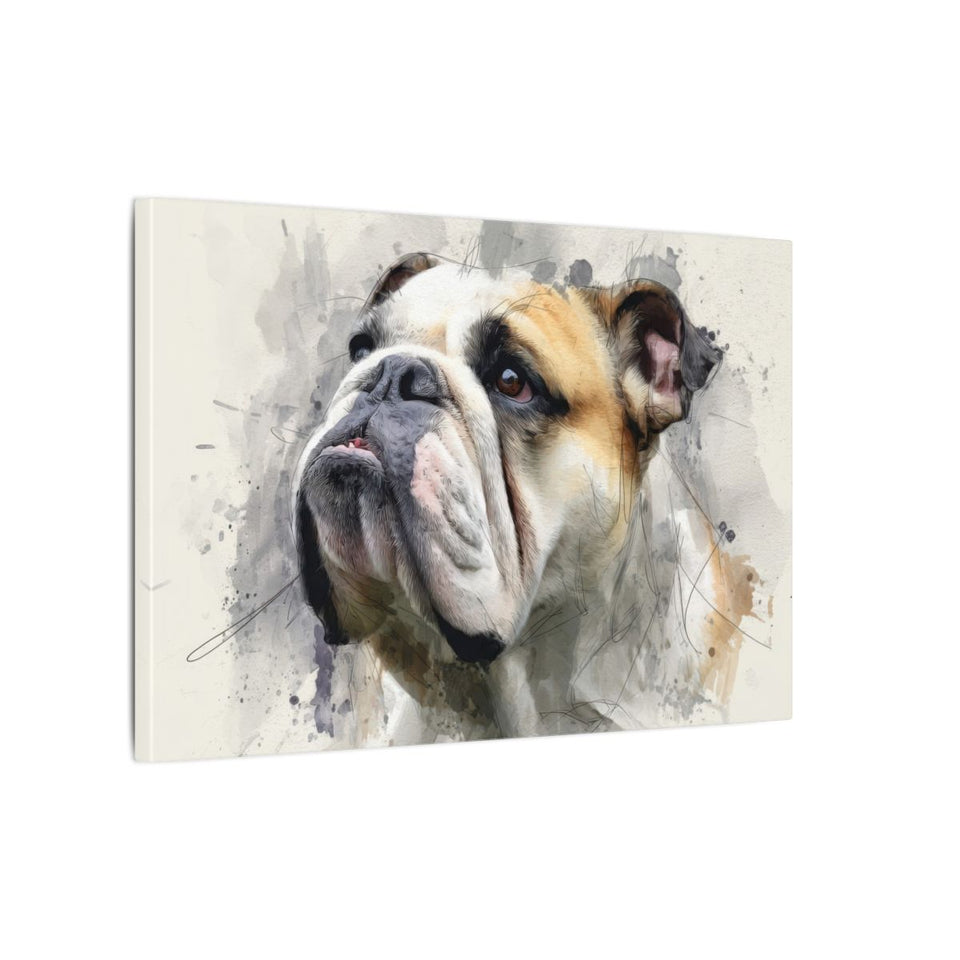 Bulldog Portrait Canvas Print – gallery wrapped canvas, side view
